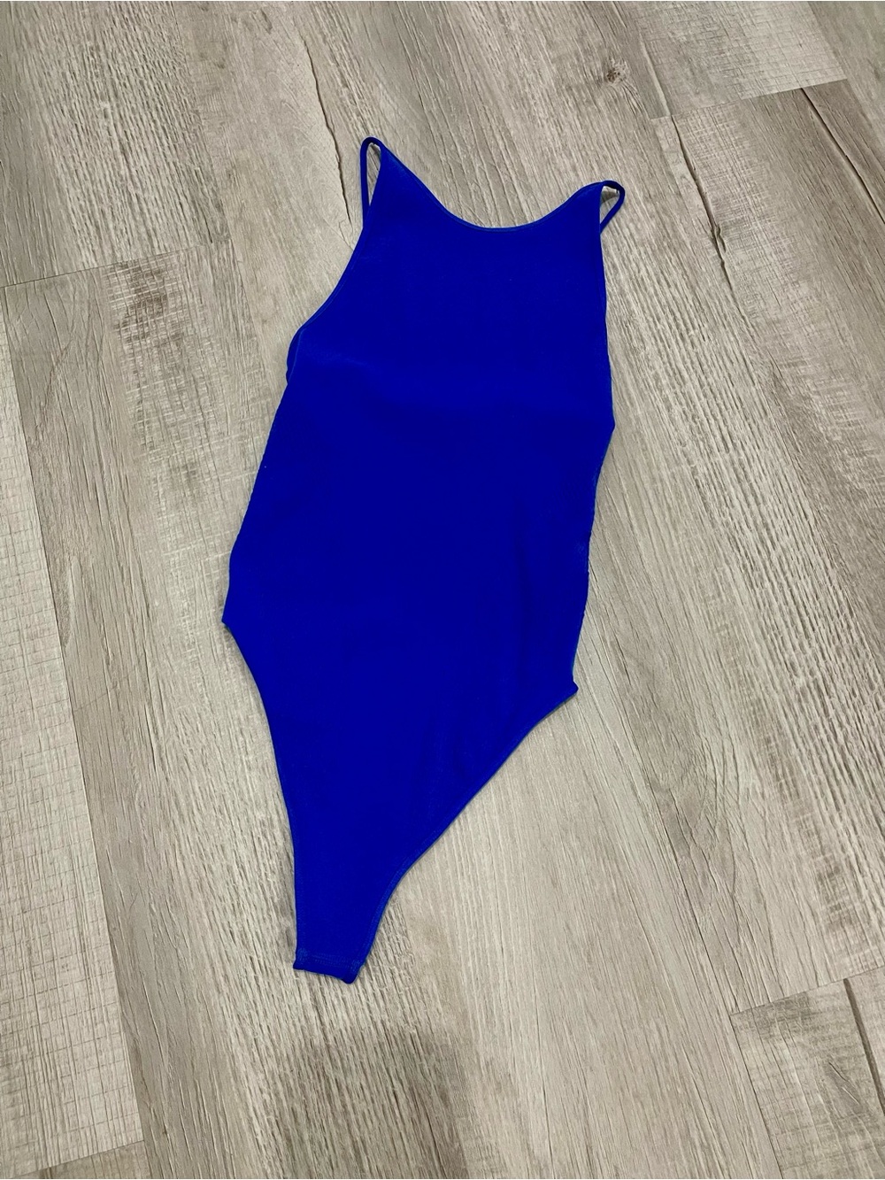 ZARA Electric Royal Blue High Neck Bodysuit with Cutouts XS-S
